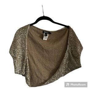 DKNY champagne gold sequin shrug